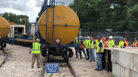 rail tank car and rail workers